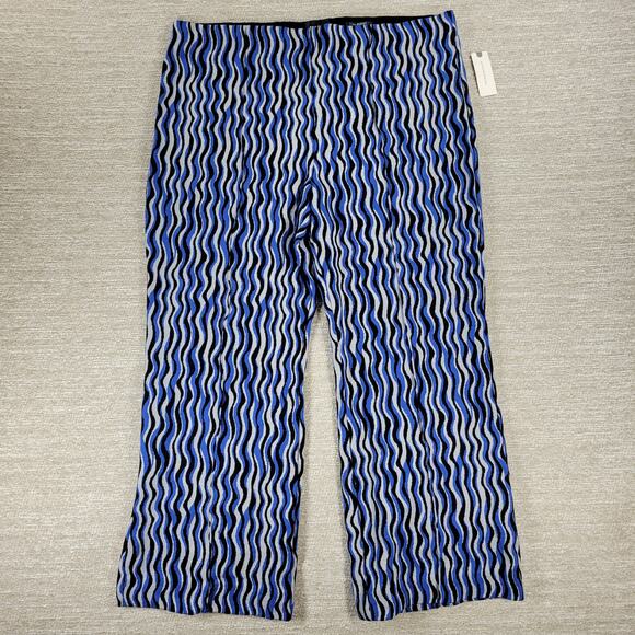 Maeve Anthropologie The Margot Pants XL Blue Wave Motif Knit Pull-On NWT - Picture 2 of 15